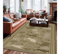 Tappeto a forma di coniglio, primaverile, rustico, uovo, fiore, pasqua, marrone, a pelo basso, rettangolare, per soggiorno, camera da letto, sotto il tavolo, decorazione per sala da pranzo, 15,2 x