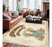 Tappeto a forma di coniglio, rustico, carote, secchio, verde primavera, a pelo basso, rettangolare, per soggiorno, camera da letto, decorazione per sala da pranzo, 15,2 x 22,9 cm