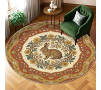 Tappeto a forma di coniglio, vintage rustico con fiori e viti primaverili gialli con retro antiscivolo, tappeto estetico per pavimento di casa, soggiorno, camera da letto, sotto il tavolo, decorazione