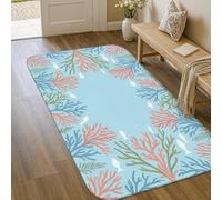 Tappeto a forma di corallo, con pesci tropicali costieri e alghe marine estate blu antiscivolo zerbino rettangolare tappeto non spargimento bagno porta ingresso comodino decorazione 7,6 x 1,5 m