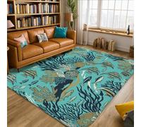 Tappeto a forma di corallo, oceano tropicale con alghe marine estive antiscivolo estetico rettangolare tappeto per il pavimento della casa tappeto per soggiorno, camera da letto, corridoio, ufficio