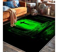 Tappeto a forma di croce, stile gotico, per Halloween, grotta tombale, verde, a pelo basso, rettangolare, per soggiorno, camera da letto, aula, appartamento, decorazione 15 x 18 cm
