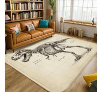 Tappeto a forma di dinosauro, stile vintage, educativo, anatomia, nessuno beige, spugna a pelo basso, per interni, rettangolare, non perde pelo, per soggiorno, camera da letto, cucina, corridoio
