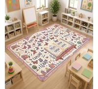 Tappeto a forma di farfalla, libri educativi ispiratori parole apprendimento beige pavimento rettangolare stampa tappeto tappeto per aula sala lettura decorazione 15 x 18 cm