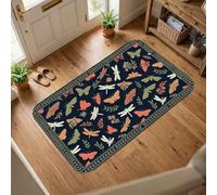 Tappeto a forma di farfalla, natura bohémien libellula fiore primavera blu navy spugna a pelo basso tappeto per pavimento di casa tappeto stampa tappeto per soggiorno, camera da letto, aula università