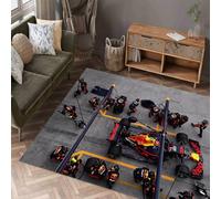 Tappeto a forma di macchina da corsa Formula 1, larghezza 70 x lunghezza 120 cm, per area sport estremi, lavabile, antiscivolo, per camera da letto, soggiorno, sala giochi, colore: rosso e giallo