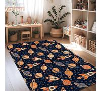 Tappeto a forma di razzo, con pianeta fantasioso e stelle, antiscivolo, morbido, rettangolare, antimacchia, per soggiorno, camera da letto, sotto il tavolo, decorazione per sala da pranzo, 10 x 15 cm