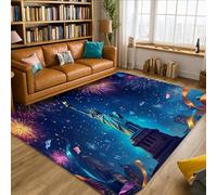 Tappeto a forma di statua dell'area, per festeggiare i fuochi d'artificio con skyline della città e il giorno dell'indipendenza blu, antiscivolo, per casa, soggiorno, camera da letto, corridoio