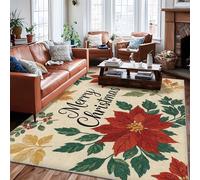 Tappeto a forma di stella di Natale, motivo natalizio con foglie e bacche di Natale, con retro antiscivolo, per casa, interni, non perde pelo, per soggiorno, camera da letto, sotto il tavolo