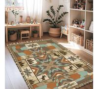 Tappeto a forma di stella, rustico bohémien, con alci, pini autunnali, marrone, a pelo basso, in spugna, rettangolare, per soggiorno, camera da letto, sotto il letto, decorazione per appartamenti, 10