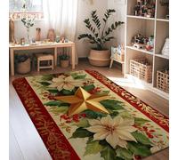 Tappeto a forma di stella, stella di Natale, agrifoglio, rosso, a pelo basso, in spugna, rettangolare, per interni, non perde pelo, per soggiorno, camera da letto, decorazione per la casa, 10 x 15 cm