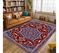 Tappeto a forma di stella, tappeto artistico tradizionale floreale a vortice nessuno rosso antiscivolo tappeto resistente allo sbiadimento tappeto estetico per la casa per soggiorno, camera da letto
