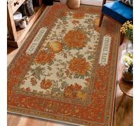 Tappeto a forma di zucca, autunno rustico fiore foglia del Ringraziamento arancione a pelo basso bordo bordatura casa tappeto rettangolare tappeto per soggiorno, camera da letto, corridoio, scrivania