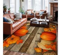 Tappeto a forma di zucca, autunno rustico foglia d'acero pigna autunno arancione tappeti a pelo basso resistente allo sbiadimento tappeto estetico per la casa per soggiorno, camera da letto, aula