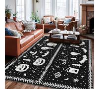 Tappeto a forma di zucca, Halloween fantasioso fantasma pipistrello Halloween nero con retro antiscivolo estetico rettangolare tappeto per il pavimento della casa tappeto per soggiorno, camera da