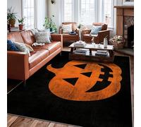 Tappeto a forma di zucca, Halloween festivo, faccina sorridente, Halloween, arancione, a pelo basso, per casa, interni, non perde pelo, per soggiorno, camera da letto, sotto il tavolo, decorazione da