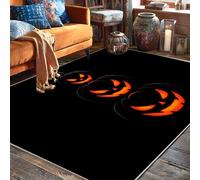 Tappeto a forma di zucca, per Halloween, festivo, con volto di Jack-O'-Lantern, con retro antiscivolo, per interni, rettangolare, non perde pelo, per soggiorno, camera da letto, sotto il tavolo