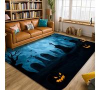 Tappeto a forma di zucca, per Halloween, gotico, tomba, croce, Halloween, nero, con bordo antiscivolo, per casa, tappeto rettangolare per soggiorno, camera da letto, sala da pranzo, scrivania, ufficio