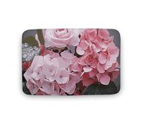 Tappeto a ortensia rosa rosa grande per camere, in velluto corallo, con retro in gomma, antiscivolo, per vasca da bagno, elegante, lavabile, per sala giochi, 50 cm x 80 cm