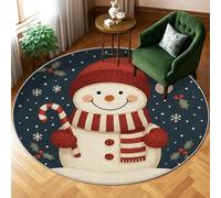 Tappeto a pelo basso con pupazzo di neve, morbido, rotondo, antimacchia, per soggiorno, camera da letto, sotto il letto, appartamento, 15,2 x 15,2 cm