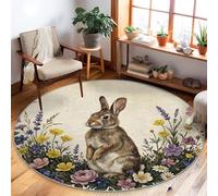 Tappeto a pelo basso, motivo floreale vintage botanico, lavanda, primavera, marrone, tappeto per pavimento della casa, tappeto per soggiorno, camera da letto, sotto il letto, appartamento, decorazione