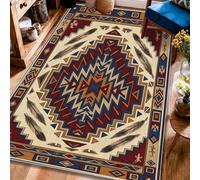 Tappeto a pelo basso, motivo tribale rustico con piume di freccia, nessuno rosso, resistente allo sbiadimento, per casa, soggiorno, camera da letto, sotto il tavolo, decorazione per sala da pranzo, 10