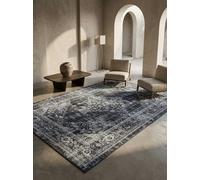 Tappeto a pelo corto design orientale classico facile da pulire moderno lavabile resistente durevole nero 200x290 cm soggiorno sala da pranzo adatto al riscaldamento a pavimento