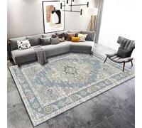 Tappeto a pelo corto grande 300 x 400 cm, comodo design retrò floreale, per corridoio e sala da pranzo, da mettere sotto il tavolo, resistente, colore: blu, decorazione per la casa