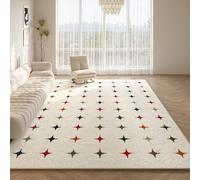 Tappeto a pelo corto in finto cashmere, morbido e assorbente, con base antiscivolo a pois colorati, perfetto per tavolo centrale o camera da letto (C, 180 x 250 cm)