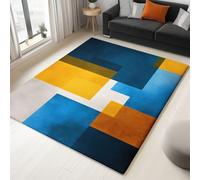Tappeto a pelo corto, minimalista geometrica, 80 x 150 cm, lavabile, morbida lana sintetica per soggiorno, antiscivolo, multicolore, per camera da letto, ufficio, sala da pranzo