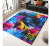 Tappeto a Pelo Corto, Moderno Graffiti Città Teschio Motivo, Tappeti Antiscivolo, Blu, Tappeti decorativi per Soggiorno, Camera da letto e aree interne, 180 x 240 cm