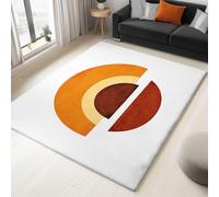 Tappeto a pelo corto, morbido e sintetico, antiscivolo, lavabile, per soggiorno, camera da letto, astratto, minimalista, a semicerchio, arte, per ingresso, studio, bianco, 120 x 170 cm
