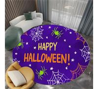 Tappeto a Pelo Corto Rotondo Viola Lavabile e Antiscivolo, Tappeto con Design Squisito Stelle Ragnatele - Adatto a Soggiorno Ingresso e Camera da Letto 160 cm