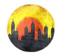 Tappeto a pelo lungo extra large, morbido, a pelo lungo, 160 cm, per soggiorno e camera da letto, decorazione per la casa, corridoio, silhouette città, paesaggio tramonto