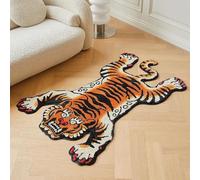 Tappeto a pelo lungo trapuntato con tigre tibetana, lavabile in lavatrice, per interni, con retro in TPR antiscivolo, per camera da letto, bagno, soggiorno e sala da pranzo, colore: arancione