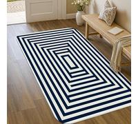 Tappeto a righe, moderno minimalista, rettangoli linee, nessuna blu navy, antiscivolo, stampa rettangolare, accenti di stampa, tappeto bagno, comodino, ingresso, porta, decorazione, 7,6 x 1,5 m