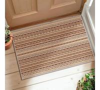 Tappeto a righe, stile bohémien, rustico, onde, puntini, nessuno marrone, a pelo basso, rettangolare, con stampa, accenti per bagno, ingresso, cucina, comodino, decorazione 5 x 7,6 cm