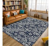 Tappeto a rombi, linea geometrica moderna a spirale, nessuno blu navy, antiscivolo, estetico, rettangolare, tappeto per soggiorno, camera da letto, sotto il tavolo, decorazione per sala da pranzo, 15
