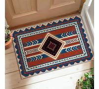 Tappeto a rombi, motivo tribale geometrico con punta di freccia, onde, nessuno rosso, con retro antiscivolo, rettangolare, stampa accenti, tappeto per bagno, ingresso, comodino, lavanderia