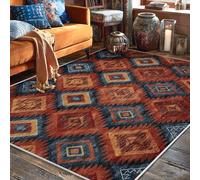 Tappeto a rombi, stile bohémien, tribale, quadrato, a zigzag, rosso, a pelo basso, morbido, rettangolare, antimacchia, per soggiorno, camera da letto, sotto il letto, decorazione per appartamenti, 15