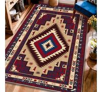 Tappeto a rombi, stile tribale rustico a zigzag, punta di freccia, nessuno rosso, a pelo basso, estetico, rettangolare, per soggiorno, camera da letto, sotto il tavolo, decorazione da pranzo, 10 x 15