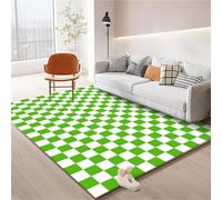 Tappeto a scacchi bianco e nero per esterni, stile marocchino, lavabile, multicolore, per corridoi, camere da letto, ingresso, verde, 140 x 200 cm, resistente ed elegante