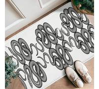 Tappeto a serpente, moderno, minimalista, con testa a spirale, antiscivolo, per Halloween, nero, rettangolare, non perde pelo, per cucina, bagno, ingresso, comodino, decorazione da 6 x 90 cm