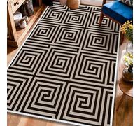 Tappeto a spirale, moderno, contemporaneo, geometrico, quadrato, nero, a pelo basso, resistente allo sbiadimento, tappeto estetico per la casa, per soggiorno, camera da letto, cucina, corridoio