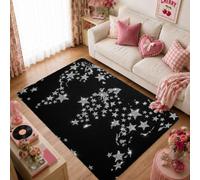 Tappeto a stelle, moderno e contemporaneo con scintille galassie notte nero, per dormitorio universitario, tappeto per interni e casa, non perde pelo, per soggiorno, cucina, corridoio, decorazione 15