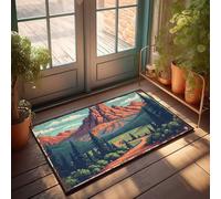 Tappeto a strati con portico anteriore Mountain Majesty: un paesaggio forestale sereno con un percorso tortuoso zerbino porte per decorazione casa camper (40 x 60 cm)