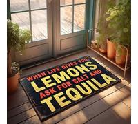Tappeto a strati per veranda anteriore quando la vita ti dà limoni, chiedi sale e tequila zerbino porte per la decorazione di casa camper (40 x 60 cm)