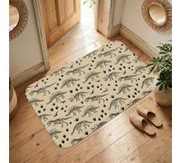 Tappeto a tema dinosauro, con scheletro fantasioso e giocoso e fantasioso, nessuno beige, a pelo basso, bordo in spugna, per casa, rettangolare, per soggiorno, camera da letto, sotto il letto