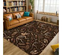 Tappeto a tema dinosauro, naturale, vintage, scheletro, osso, marrone, antiscivolo, resistente allo sbiadimento, tappeto estetico per la casa, per soggiorno, camera da letto, corridoio, scrivania