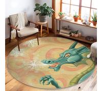 Tappeto a tema Dragon Area, fantasioso fiocco di neve con vortice invernale verde con retro antiscivolo, resistente allo sbiadimento, tappeto estetico per la casa, soggiorno, camera da letto, sotto il